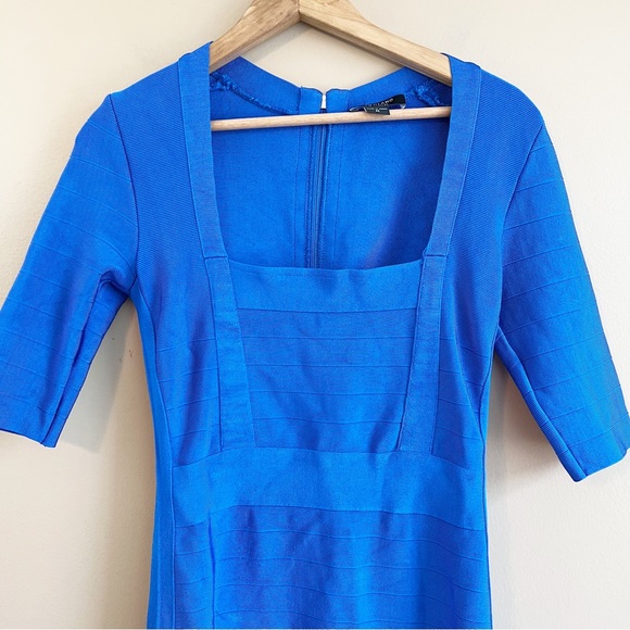 MARCIANO royal blue bandage dress size medium bodycon with sleeves - Picture 3 of 14